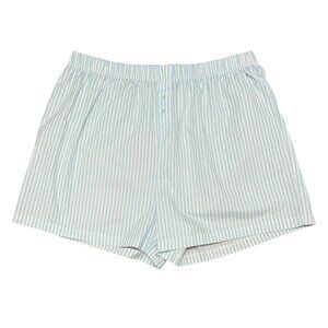 Light Blue & White Striped Cotton Lounge Shorts